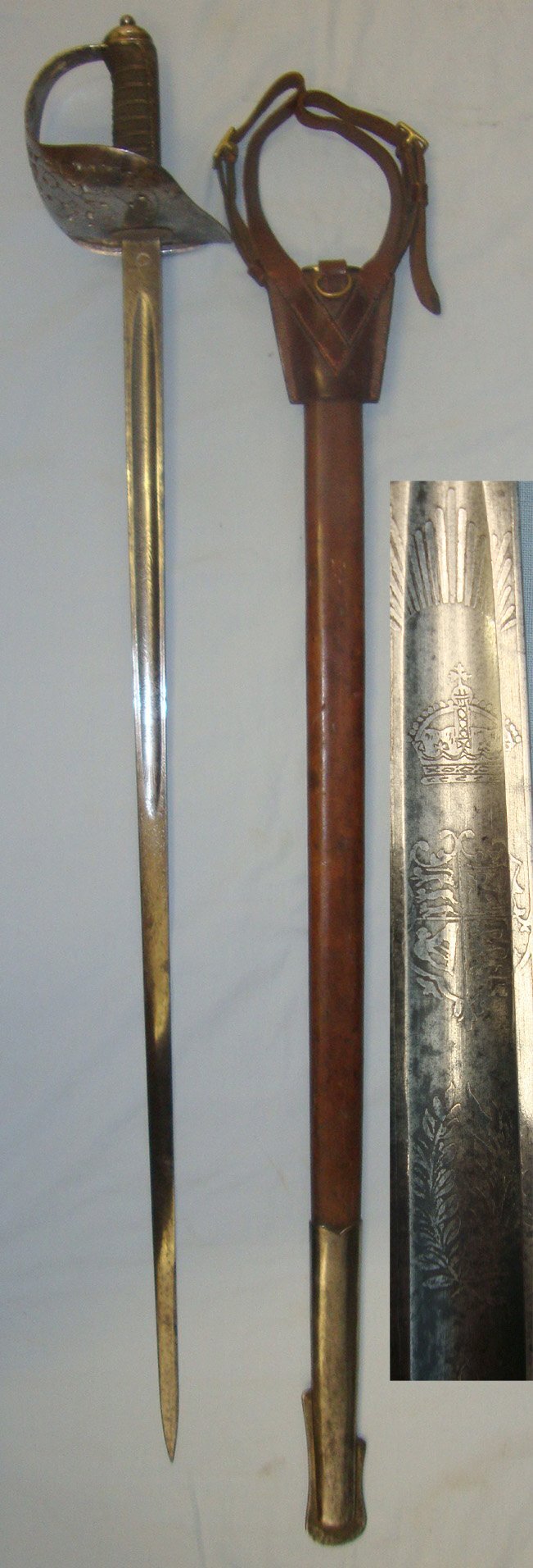  OSCAR WILDE’S BARRISTER CONNECTIONS**WW1 1916 British 1897 Pattern SJ Pillin London Infantry Officer’s Presentation Sword With King George V Guard & Etched Blade To Sub Commandant Sir Edward Clarke KC PC By Staines (Middlesex) Volunteer Training Corps Sword