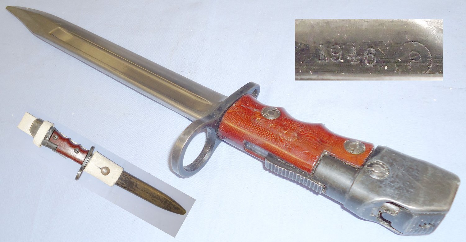 British 1946 Dated No7 Mk1L Bayonet Scabbard and Frog. BAYO 393. Bayonet