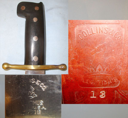  Collins & Co, Crown & hammer trademark, Legitimus Made In USA No.18 Knive