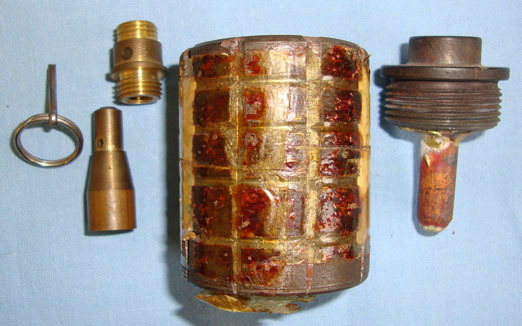 INERT DEACTIVATED. RARE, 1950’s Improvised / \'Terrorist\' Made Fragmentation Ha INERT DEACTIVATED. RARE, 1950’s Improvised / 'Terrorist' Made Fragmentation Hand Antique & Militaria