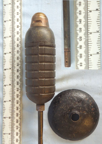 1914 Rod Rifle Grenade with Ranging Disc. German WW1 Unfired Model of 1914 Rod Rifle Grenade with Ranging Disc. Antique & Militaria