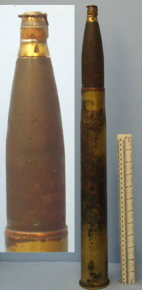  DEACTIVATED INERT. German Made WW2 1942 Dated High Explosive Tracer (HET) 4.7cmP DEACTIVATED INERT. German Made WW2 1942 Dated High Explosive Tracer (HET) 4.7cmP