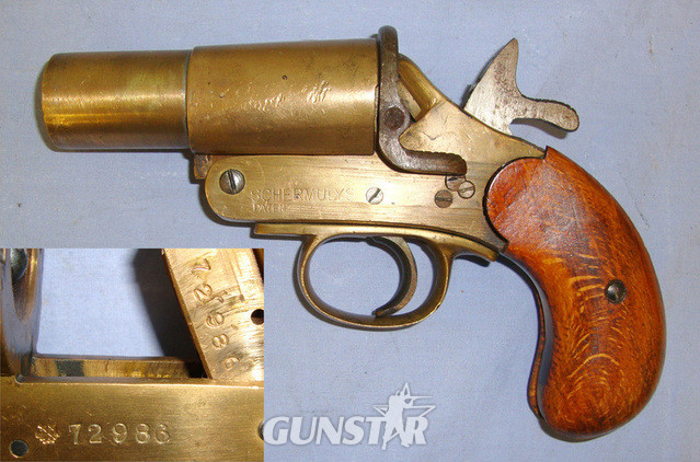  British WW1 Era Schermuly\'s Patent 1” Calibre Brass Trench Flare / Signal Pistol** British WW1 Era Schermuly's Patent 1” Calibre Brass Trench Flare / Signal Pistol**UK 2022 DEACTIVATION CERTIFICATED**D 1533. None  Rocket Launcher