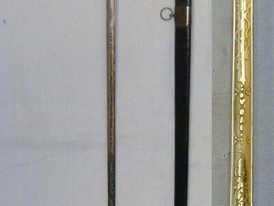 Early 19th Century British Georgian Era Davies & Son Hanover London Court Small Sword With Ornate Clam Shell Hilt, Guard Chain & Scabbard. ED 2391 Sword