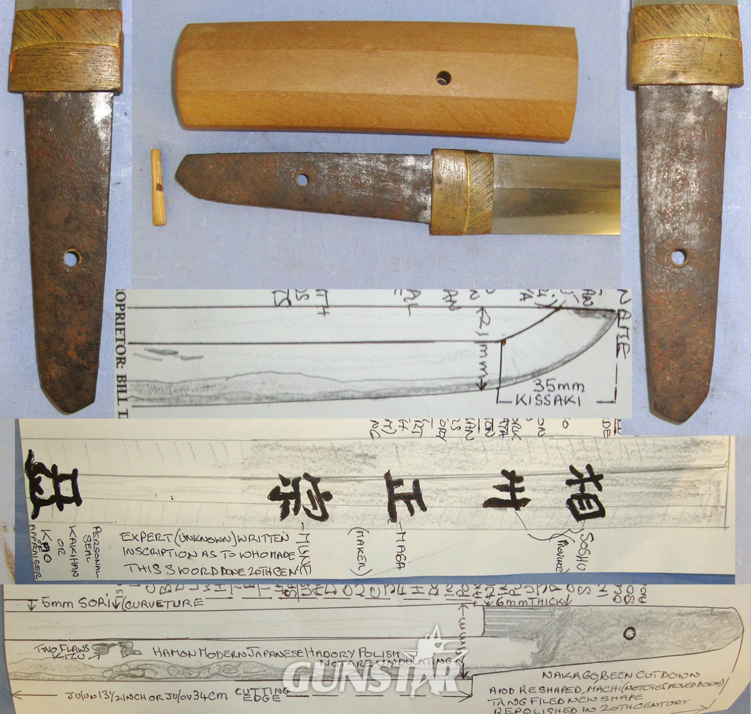 ANCIENT 16th CENTURY BLADE**Japanese Soshuden School Ko (Small) Wakizashi Sword Blade In Wood Shira Saya Resting Mounts Sayagaki Signature ‘Soshu Masa Mune’ With Carry Bag / Cover & Expert Assessment. Sn 22238 Sword