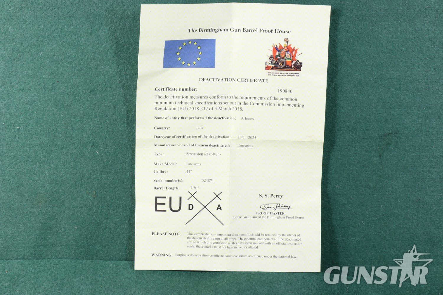 Euroarms (Italy) New Model Army .44 Muzzleloader