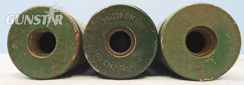 INERT DEACTIVATED. 3 x Oerlikon 35mm KDC (35x228) Practice Rounds. - O 1796 INERT DEACTIVATED. 3 x Oerlikon 35mm KDC (35x228) Practice Rounds. - O 1796  Other Ammunition - {CATEGORY} in 