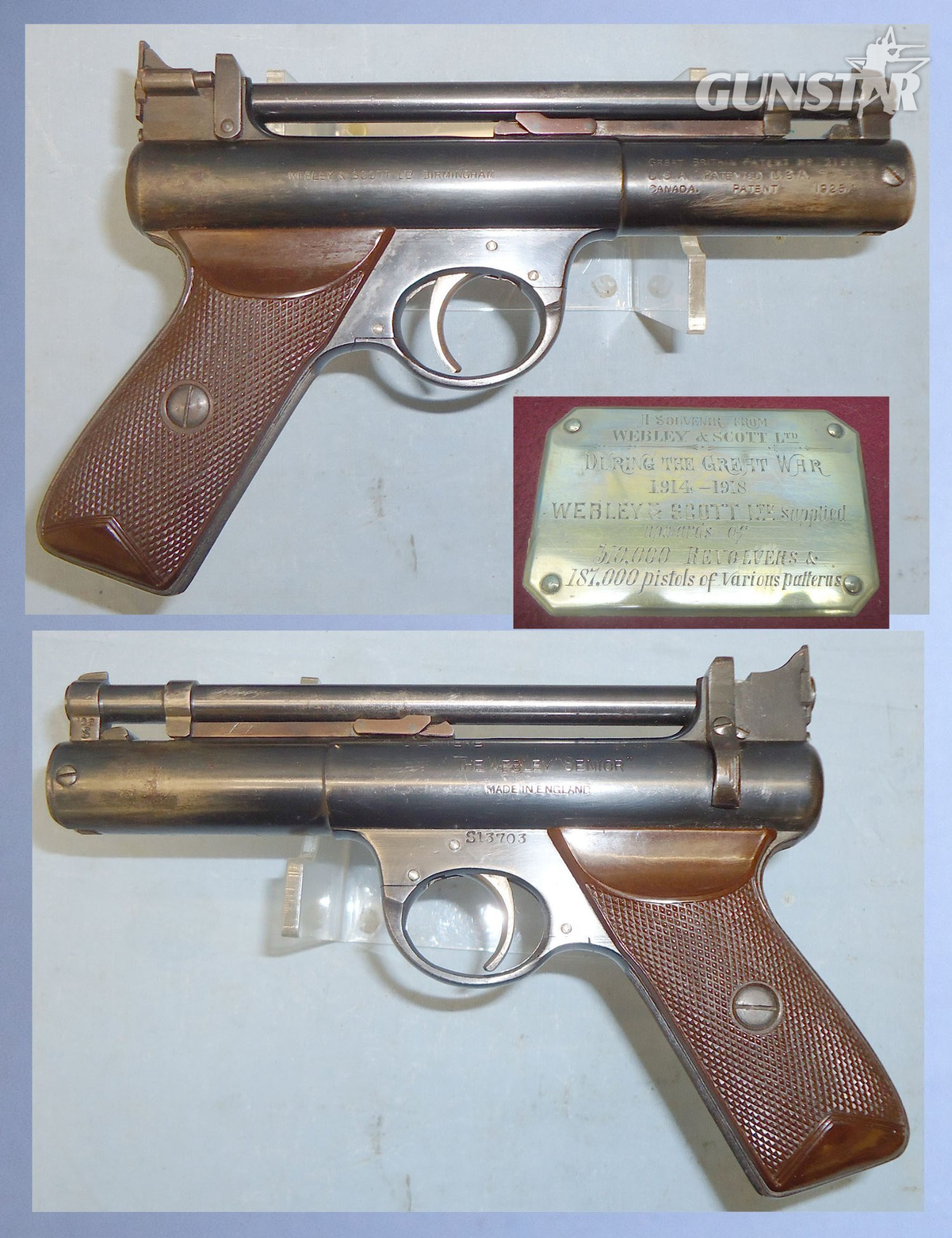 Webley & Scott Very Special* An Official Souvenir from Webley & Scott, Pre-war Webley Senior .22 in a Handmade Leather Case Containing all Original Accessories Part of the Keith Bayliss Collection. 22436.  .22