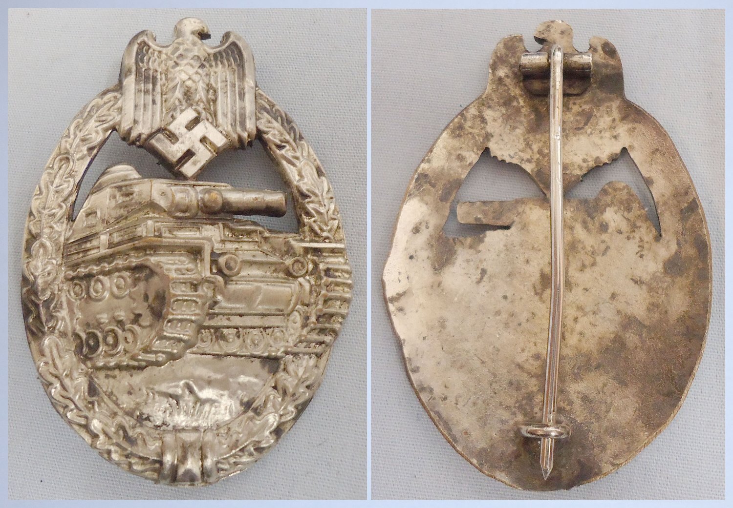 Nazi German Bronze Tank Battle Badge (Solid back). N 185. Nazi German Bronze Tank Battle Badge (Solid back). N 185. Antique & Militaria