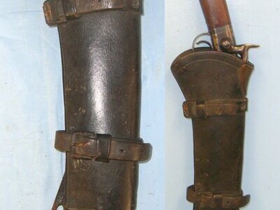 American Civil War Era C1862-1865 U.S. Army Rock Island Arsenal Leather Saddle \'Bucket\' / Boot Holster For 45-70 Calibre Cavalry Carbines Regiment Marked ‘T.C.’ ( Tennessee Cavalry Regiment). Sn 21685  Care & Storage