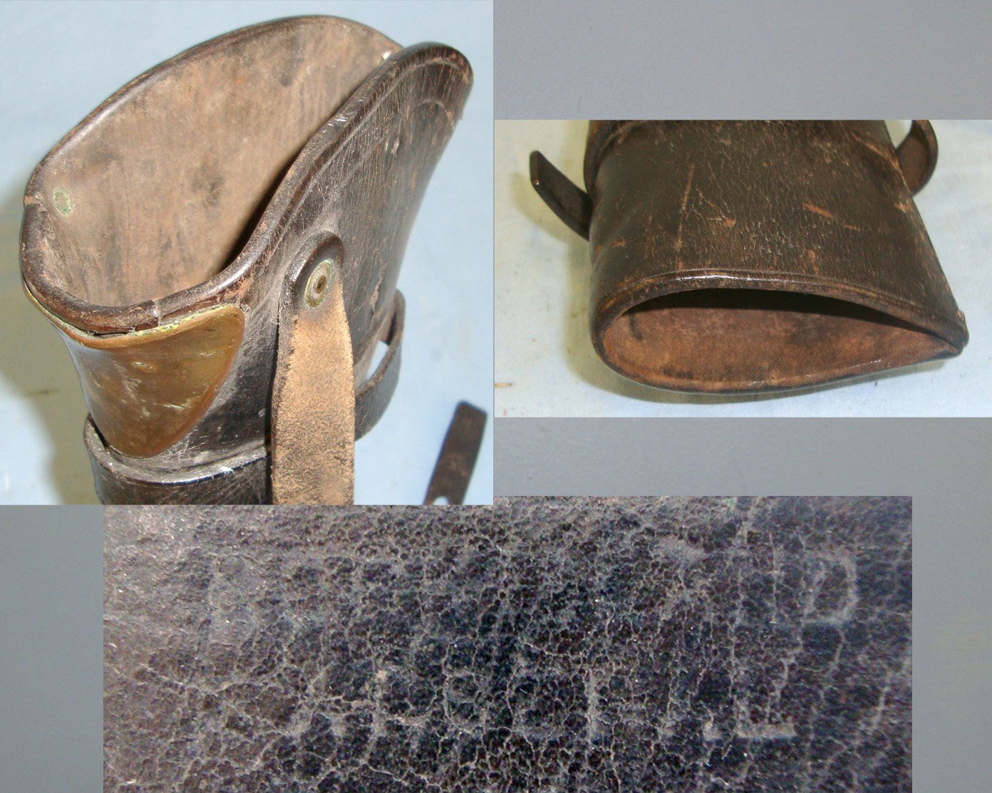 American Civil War Era C1862-1865 U.S. Army Rock Island Arsenal Leather Saddle \'Bucket\' / Boot Holster For 45-70 Calibre Cavalry Carbines Regiment Marked ‘T.C.’ ( Tennessee Cavalry Regiment). Sn 21685  Care & Storage