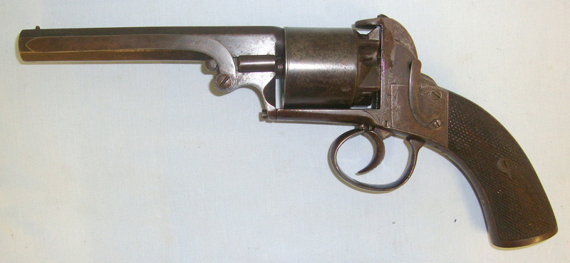 Benjamin 54 Bore Five Shot Double Action Percussion Revolver With Spurless Hammer Captive Loading Rod & Octagonal Barrel. .54 Cal Muzzleloader Revolver