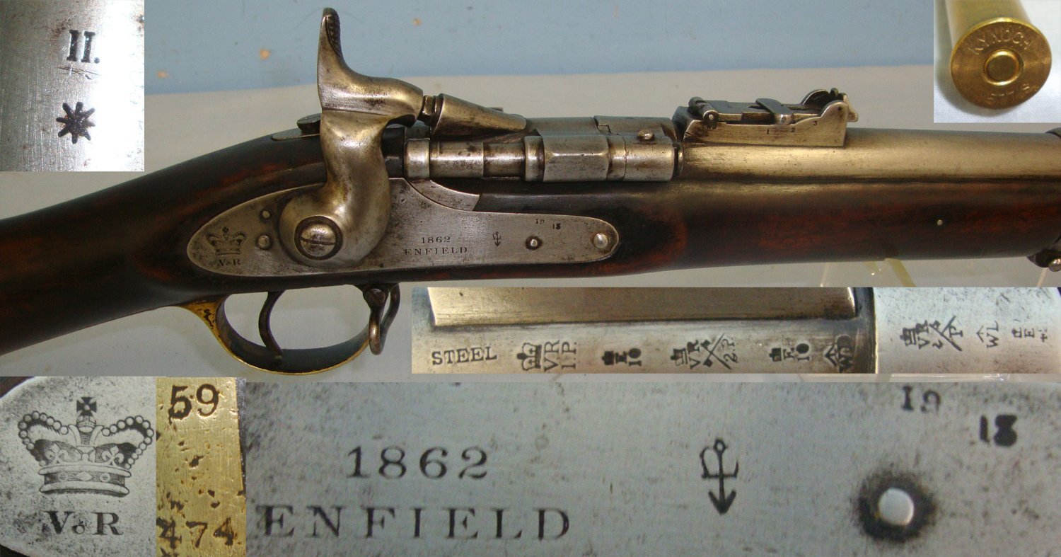 Royal Small Arms Factory (Enfield) To The 59th (2nd Nottinghamshire) Regiment & 1 x Inert Deact Round. Sn 22131 Single Shot .577 Snider Rifle