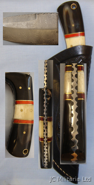 *Custom Made Broad Blade Skinning Knife and Leather Sheath. ED 2556 Hunting Knive
