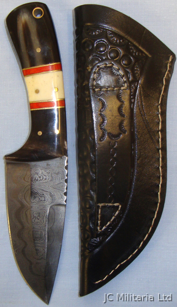  *Custom Made Broad Blade Skinning Knife and Leather Sheath. ED 2556 Hunting Knive