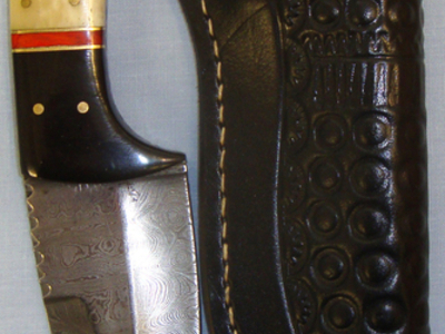 *Custom Made Broad Blade Skinning Knife and Leather Sheath. ED 2556 Hunting Knive