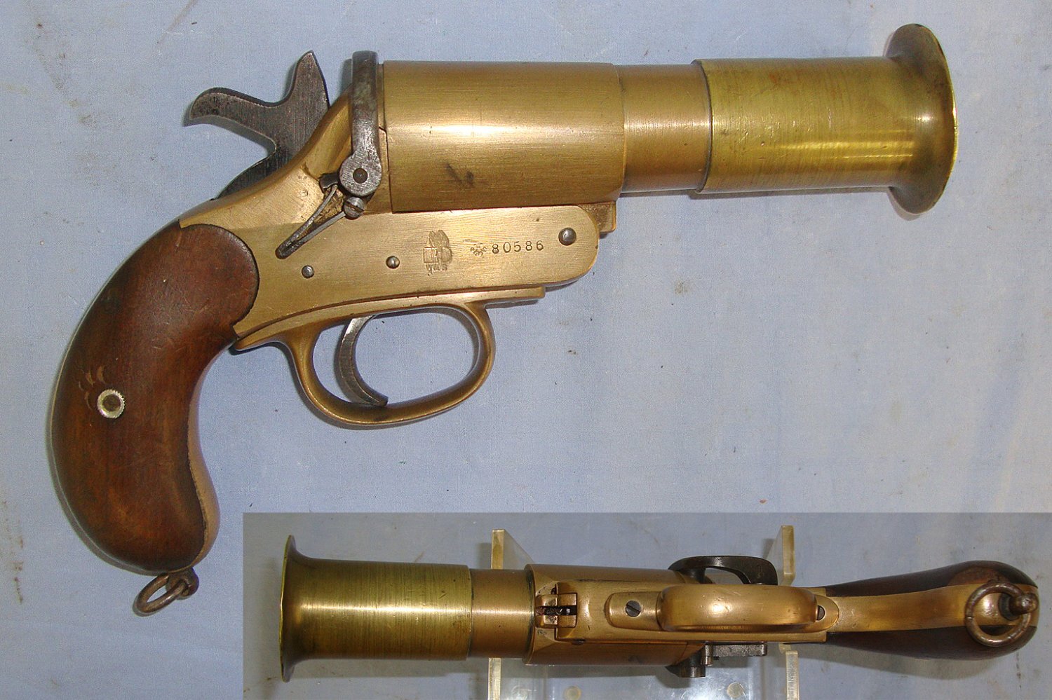  WW1 British WD 1917 Webley & Scott MK III* Brass Trench/ Signal Flare Pistol With Flared Muzzle**COCKS & DRY FIRES**UK ONLY 2026 DEACTIVATION**Sn 23186 flare pistol None Single Shot