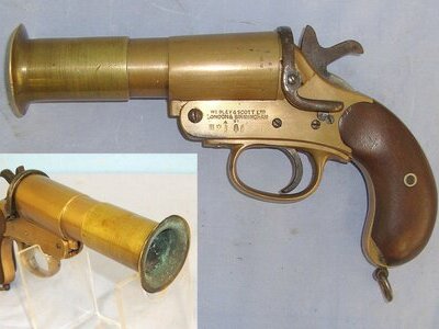 WW1 British WD 1917 Webley & Scott MK III* Brass Trench/ Signal Flare Pistol With Flared Muzzle**COCKS & DRY FIRES**UK ONLY 2026 DEACTIVATION**Sn 23186 flare pistol None Single Shot
