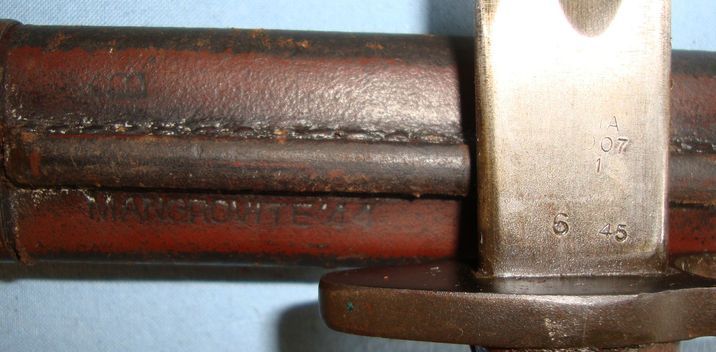  1907 Pattern, Australian, Lithgow, Bayonet & No.1 MK 2 Scabbard Marked Mangrovit Bayonet