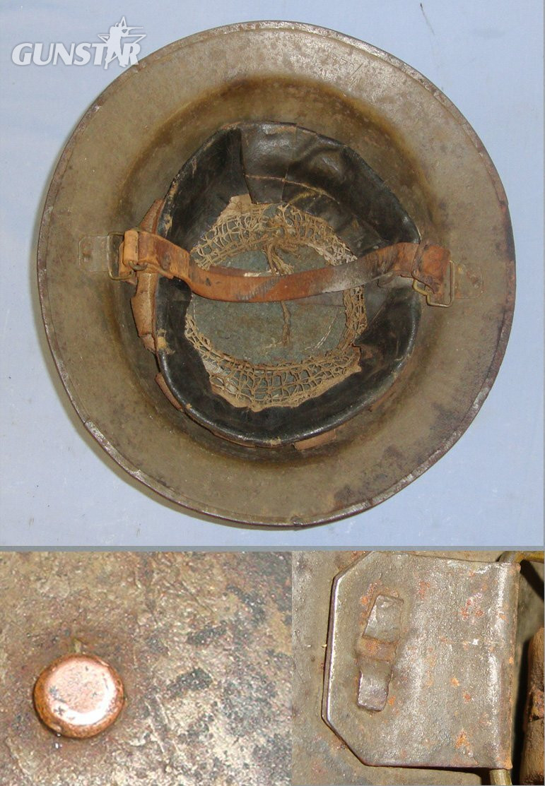 WW1 British Made Brodie Combat Helmet By M/247 (J & J Maxfield & Sons Ltd Sheffield 1916 –1918) Supplied To U.S Army Expeditionary Forces (U.S Designation The Model 1917 Trench Combat Helmet) With A.J. Bates Webster Mass (Massachusetts USA) Liner. Sn  2  Clothing