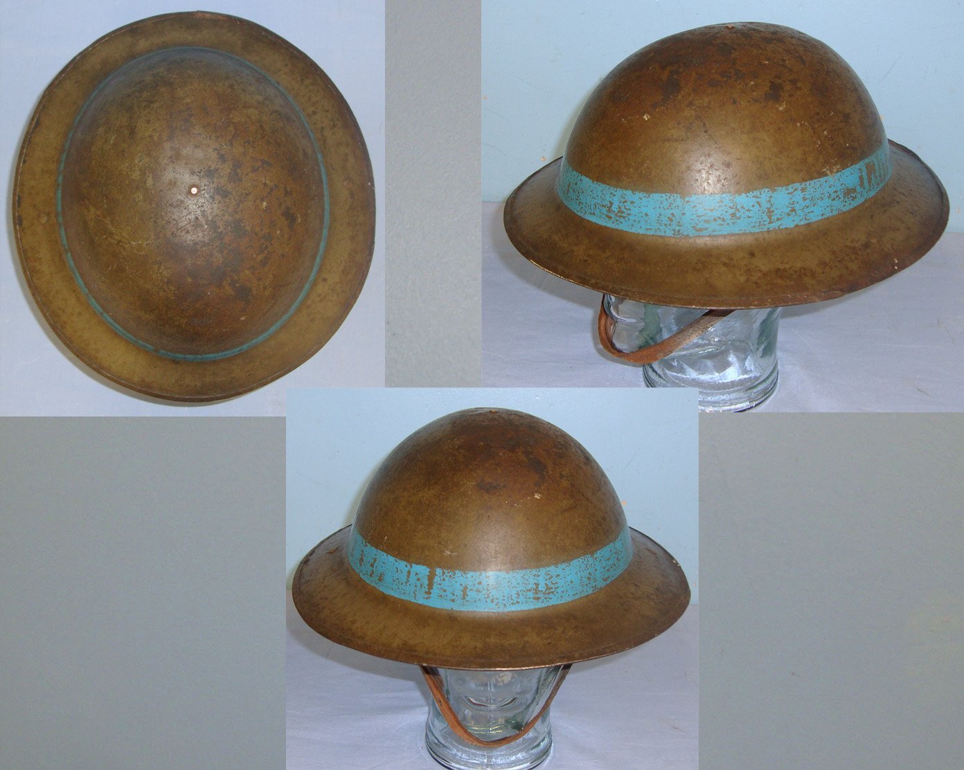  WW1 British Made Brodie Combat Helmet By M/247 (J & J Maxfield & Sons Ltd Sheffield 1916 –1918) Supplied To U.S Army Expeditionary Forces (U.S Designation The Model 1917 Trench Combat Helmet) With A.J. Bates Webster Mass (Massachusetts USA) Liner. Sn  2  Clothing