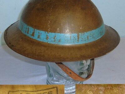 WW1 British Made Brodie Combat Helmet By M/247 (J & J Maxfield & Sons Ltd Sheffield 1916 –1918) Supplied To U.S Army Expeditionary Forces (U.S Designation The Model 1917 Trench Combat Helmet) With A.J. Bates Webster Mass (Massachusetts USA) Liner. Sn  2  Clothing