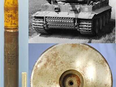 DEACTIVATED INERT. WW2, German Tiger 1 Tank, 1943 Dated, Unfired 88mm (88 x 571R) High Explosive (HE) Round for the 88mm Tiger 1 KWK 36 tank gun and the Flak 18 Towed Anti-aircraft/Tank and Naval Guns. Sn 23347 DEACTIVATED INERT. WW2, German Tiger 1 Tank, 1943 Dated, Unfired 88mm (88 x 571R) High Explosive (HE) Round for the 88mm Tiger 1 KWK 36 tank gun and the Flak 18 Towed Anti-aircraft/Tank and Naval Guns. Sn 23347 Various Other Ammunition