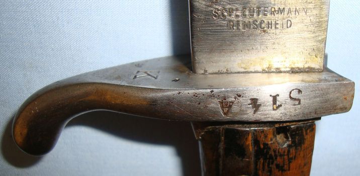  Schleutermann Remscheid , RARE MAKER, MATCHING NUMBERS, WW1 1917 Imperial German Bayonet