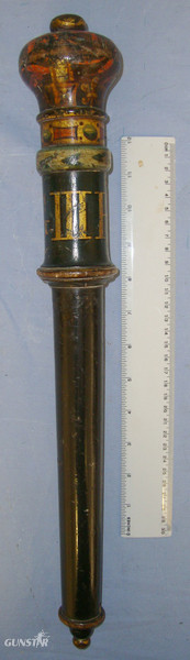 Large British George III Baluster Tipstaff / Truncheon With Turned Hand Painted Crown Top & Crown GR III Royal Cypher  Antique & Militaria in 