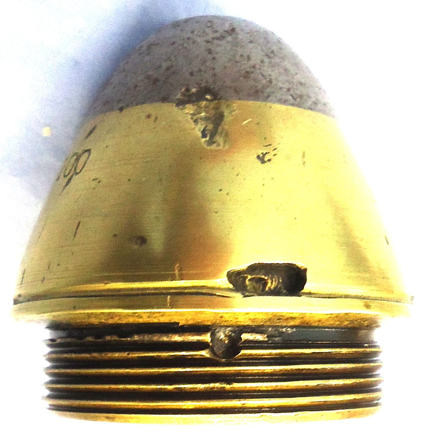 INERT DEACTIVATED. Unfired, German WW1, 1915 Dated, 77mm (77x229R) K.Gr 15 High Explosive Round. O 2425 INERT DEACTIVATED. Unfired, German WW1, 1915 Dated, 77mm (77x229R) K.Gr 15 High Explosive Round. O 2425 Various Other Ammunition - {CATEGORY}