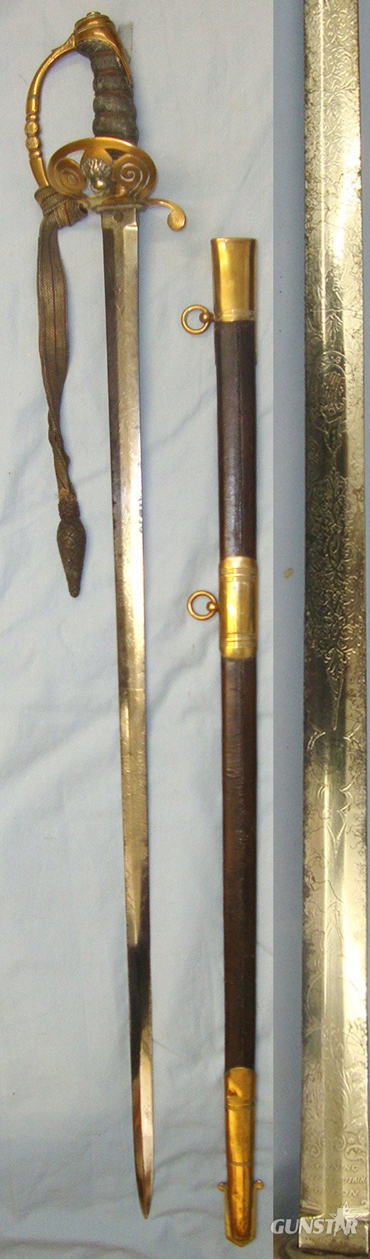 OLDEST BRITISH ARMY REGIMENT**C1870 British Ordnance Proofed Honourable Artillery (HAC) Officer’s Sword By Kenning London With Etched Blade To ‘Richard White’, Bullion Cord & Portepee & Scabbard. Sn 22645:9 Sword in 