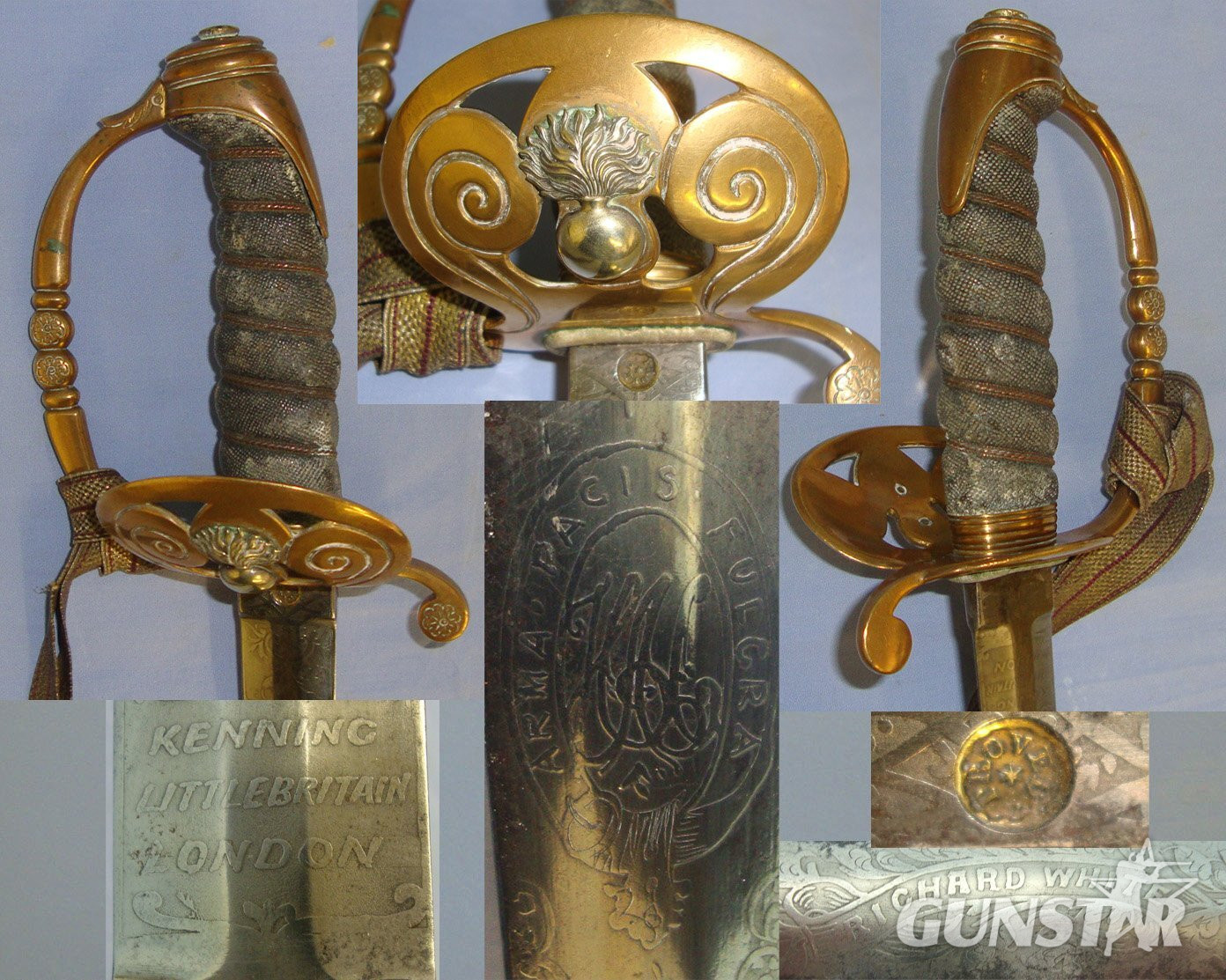 OLDEST BRITISH ARMY REGIMENT**C1870 British Ordnance Proofed Honourable Artillery (HAC) Officer’s Sword By Kenning London With Etched Blade To ‘Richard White’, Bullion Cord & Portepee & Scabbard. Sn 22645:9 Sword