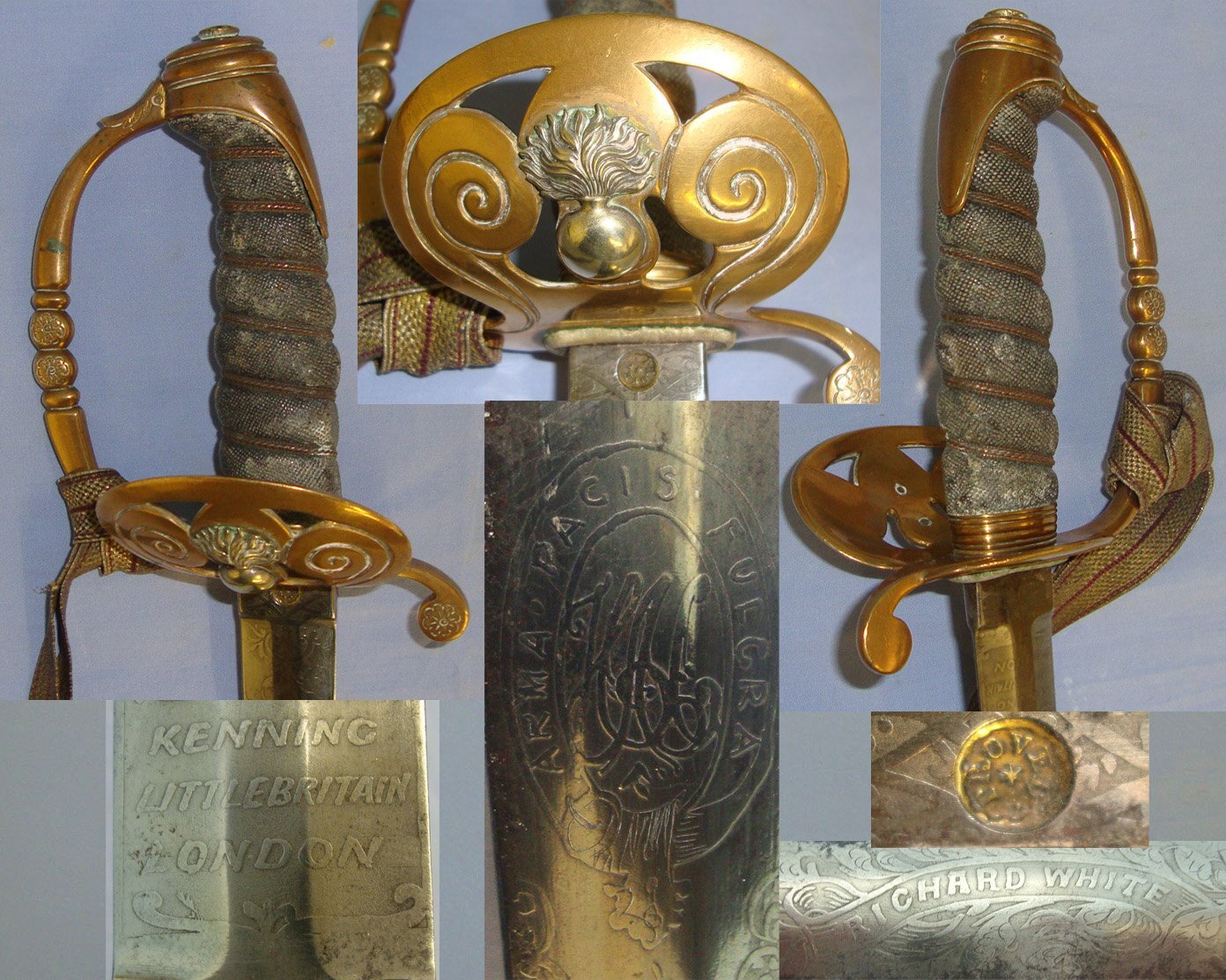 OLDEST BRITISH ARMY REGIMENT**C1870 British Ordnance Proofed Honourable Artillery (HAC) Officer’s Sword By Kenning London With Etched Blade To ‘Richard White’, Bullion Cord & Portepee & Scabbard. Sn 22645:9 Sword