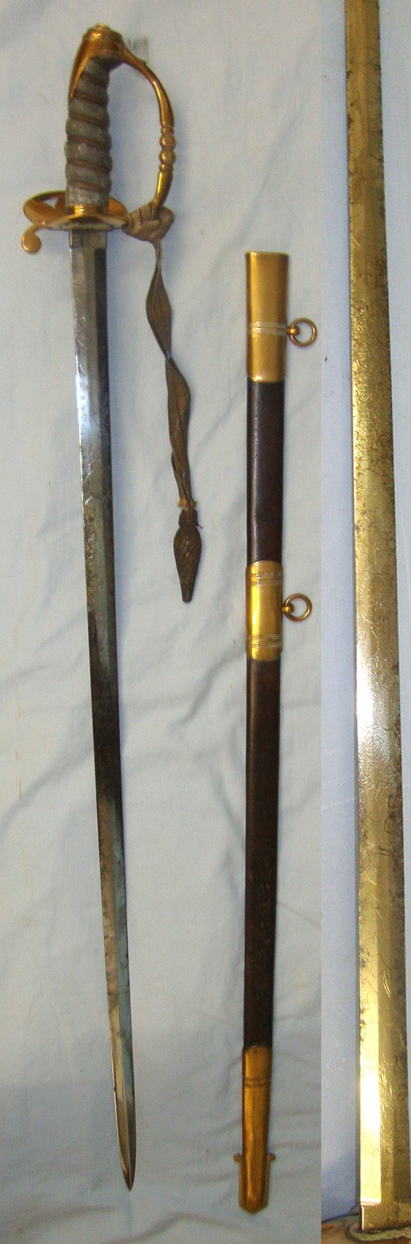  OLDEST BRITISH ARMY REGIMENT**C1870 British Ordnance Proofed Honourable Artillery (HAC) Officer’s Sword By Kenning London With Etched Blade To ‘Richard White’, Bullion Cord & Portepee & Scabbard. Sn 22645:9 Sword