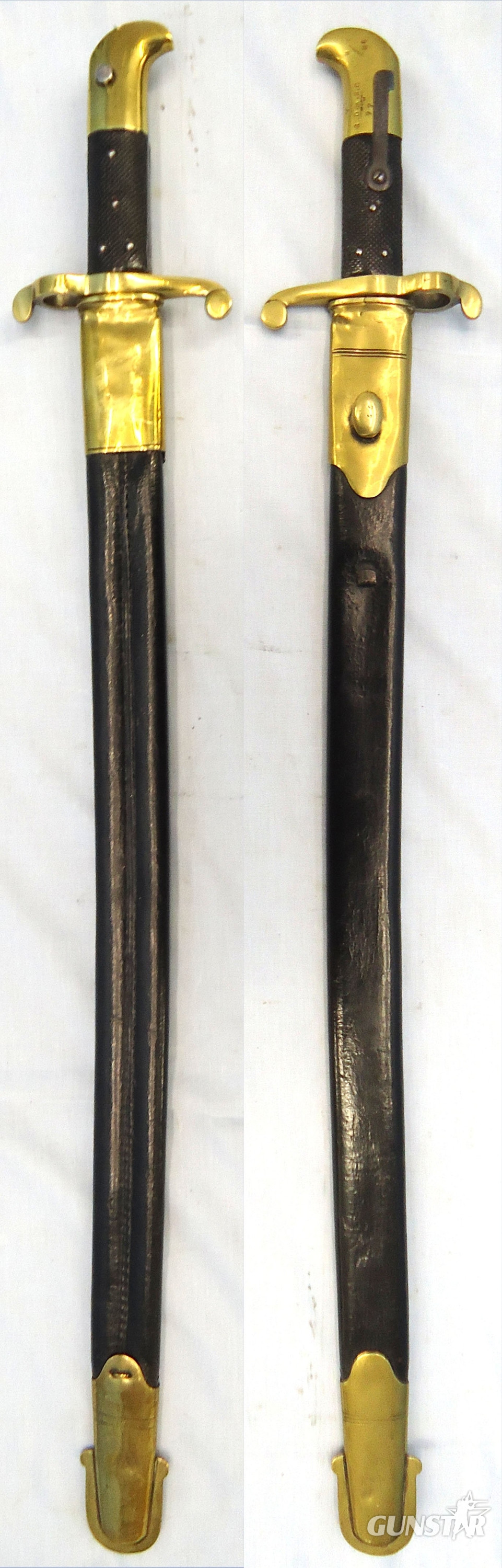  S&K (Schnitzler & Kirschbaum), British Army Sappers, Miners & Engineers Pattern 1855, Post 185,8 Lancaster Rifle Pipeback Sword Bayonet By S&K (Schnitzler & Kirschbaum) & Scabbard. Sn - 23236 Bayonet
