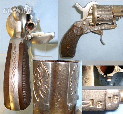  Lepage (Liège) Pinfire 7mm Obsolete Calibre 6 Shot Double Action Revolver With Ornate Tooled De 7mm Revolver