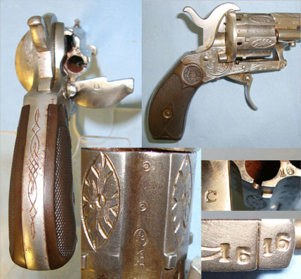  Lepage (Liège) Pinfire 7mm Obsolete Calibre 6 Shot Double Action Revolver With Ornate Tooled De 7mm Revolver