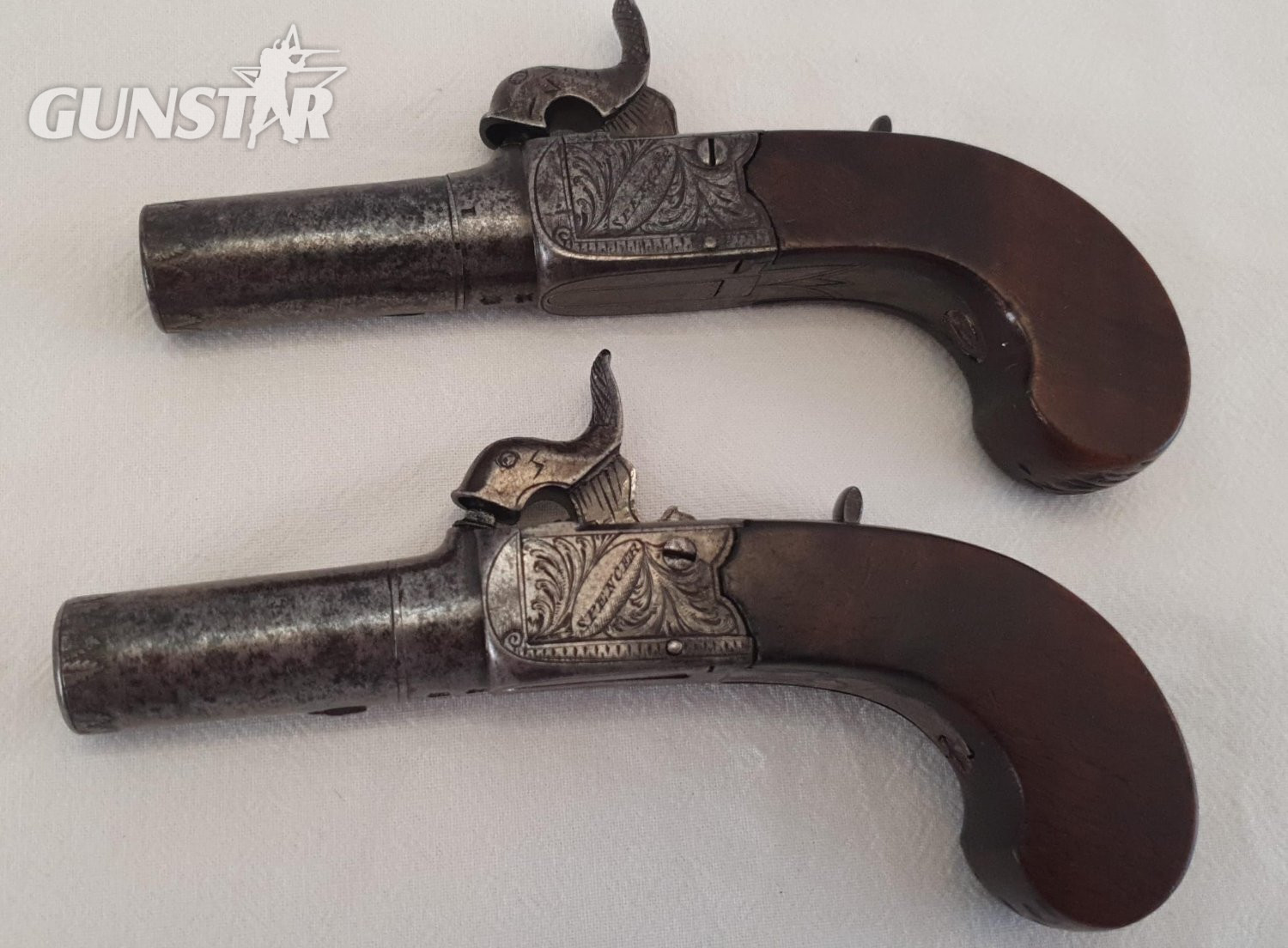 Thomas Spencer Matched pair percussion pocket pistols Obsolete Muzzleloader - {CATEGORY}