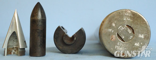  German WW2 3.7cm FLAK 18 Round With An Unfired Quarter Sectioned Pzgr 40 Project German WW2 3.7cm FLAK 18 Round With An Unfired Quarter Sectioned Pzgr 40 Project Antique & Militaria