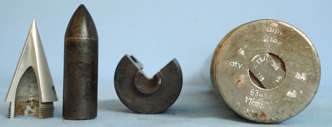  German WW2 3.7cm FLAK 18 Round With An Unfired Quarter Sectioned Pzgr 40 Project German WW2 3.7cm FLAK 18 Round With An Unfired Quarter Sectioned Pzgr 40 Project Antique & Militaria