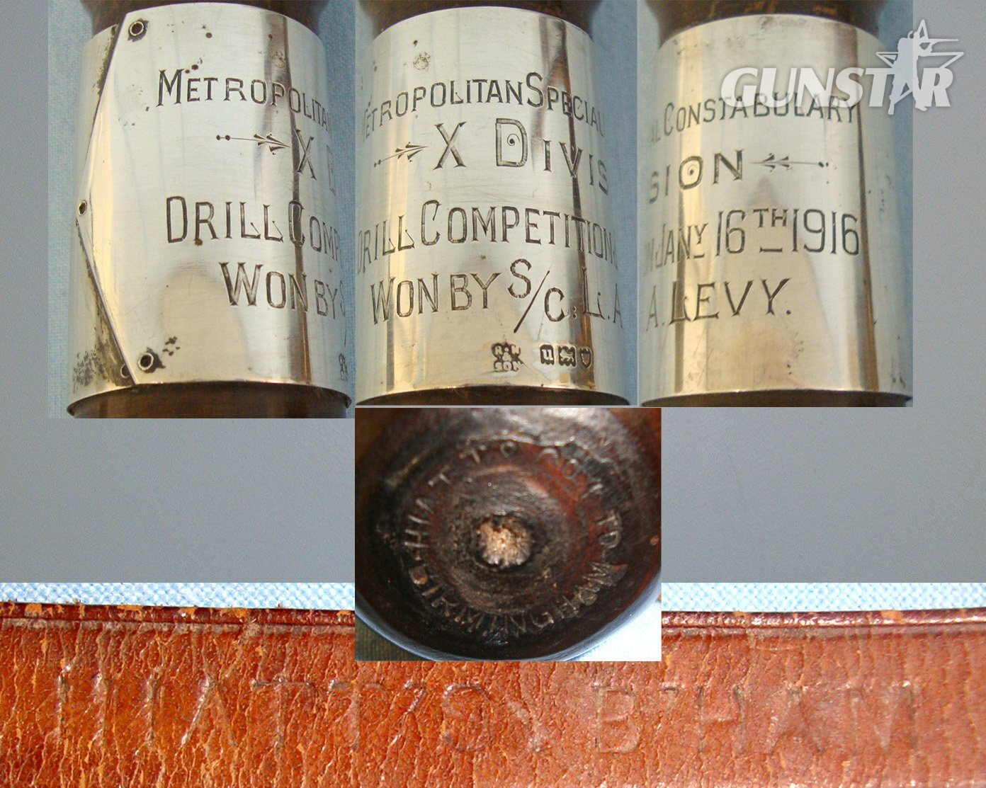 RARE**MINT**WW1 1916, Metropolitan Police (London) Special Constable\'s Drill Competition Award Prize Lignum Vitae Tropical Hardwood Truncheon By Hiatts Birmingham With Sterling Silver Hall Marked Presentation Plate To SC L.A. Levy X Division. Sn 21607  Antique & Militaria in 