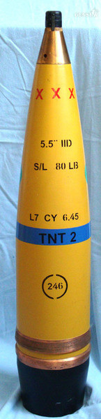 British 5.5 Inch 80Lb High Explosive Projectile British 5.5 Inch 80Lb High Explosive Projectile Antique & Militaria in 