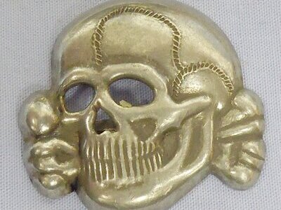 Original WWII German M1/52 SS Visor Cap Skull by Deschler & Sohn, Munich. N 114. Original WWII German M1/52 SS Visor Cap Skull by Deschler & Sohn, Munich. N 114.  Antique & Militaria