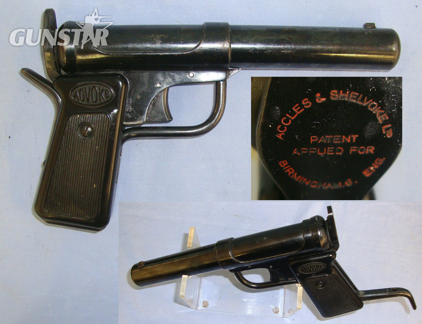 1946-1956, Accles & Shelvoke Ltd, Acvoke .177 Calibre Break Action Air Pistol. Sn 23484:112  air pistol .177 in 