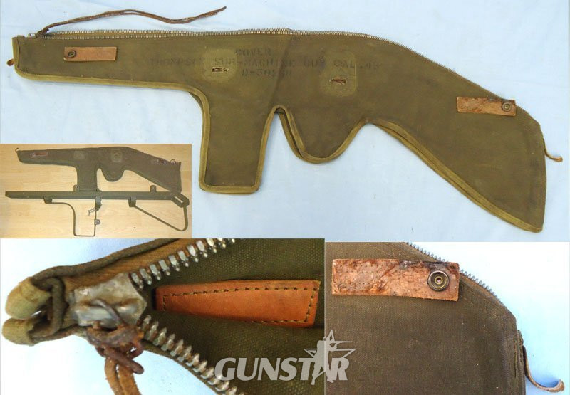 WW2, US Green Heavy Duck Canvas Carry/Transport Case for the Thompson M1928 and M1A1 Submachine Gun. MISC 1016 WW2, US Green Heavy Duck Canvas Carry/Transport Case for the Thompson M1928 and M1A1 Submachine Gun. MISC 1016 Various  Machine Gun