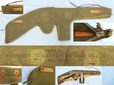 WW2, US Green Heavy Duck Canvas Carry/Transport Case for the Thompson M1928 and M1A1 Submachine Gun. MISC 1016 WW2, US Green Heavy Duck Canvas Carry/Transport Case for the Thompson M1928 and M1A1 Submachine Gun. MISC 1016 Various  Machine Gun