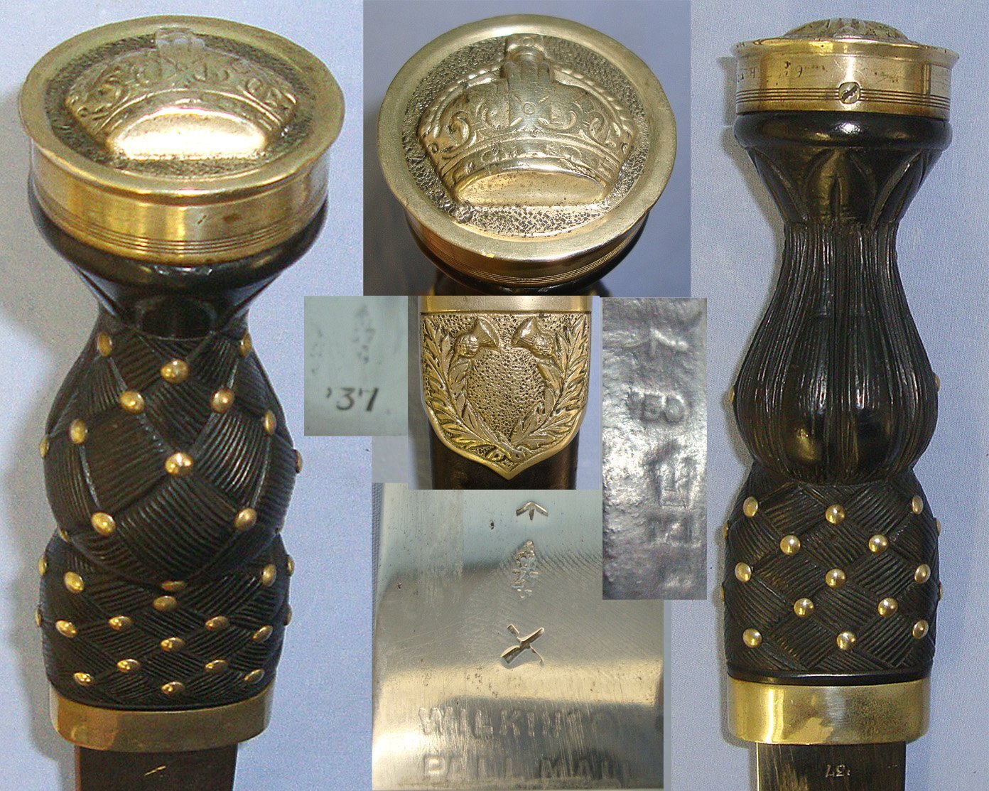 LARGE**Inter War 1937 Wilkinson Sword Pall Mall (London) British WD Scottish Highland Regiments Other Ranks German Silver Mounted Dirk With King’s Crown Pommel Cap & WD Scabbard With Leather Belt Hanger. Sn 23484:111 Knive
