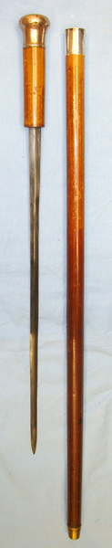  C1858 Victorian Irish Officer’s Prince Of Wales Leinster 100 Regiment Of Foot Mallaca Sword Stick With Regiment Badge Engraved Ferrule & Ball Top Handle Sword