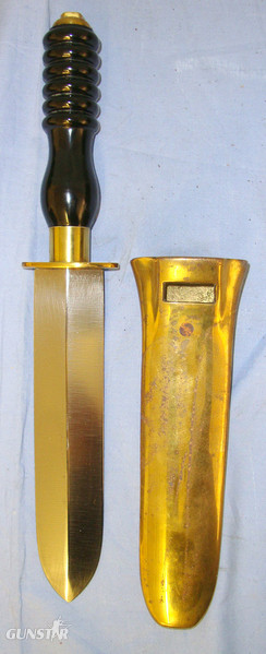 C1960’s Siebe Gorman Type Diver\\\'s Knife As Used By British Royal Navy Divers With Brass Scabbard Slotted For Belt Loop Knive in 