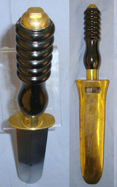 C1960’s Siebe Gorman Type Diver\\\'s Knife As Used By British Royal Navy Divers With Brass Scabbard Slotted For Belt Loop Knive